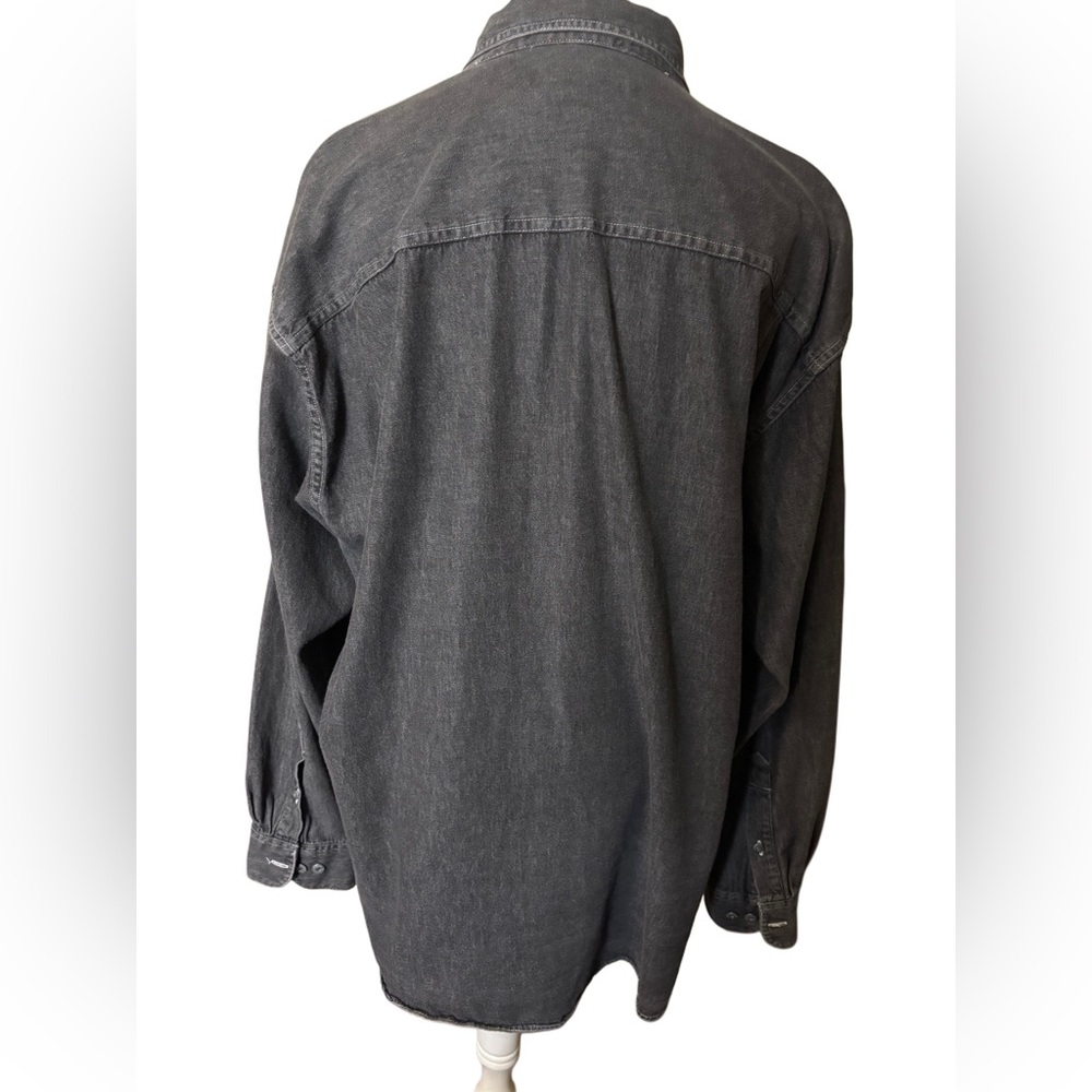 Geoffrey Beene Charcoal Denim Button-Up Shirt Size L - Picture 3 of 8